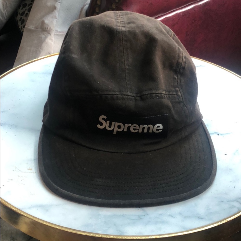 Black supreme 5 panel hat